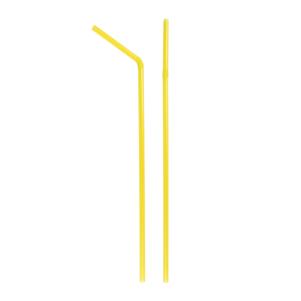 Trinkhalme 5 mm, 24 cm, gelb, Flex (250 Stk)