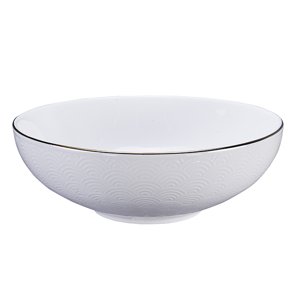 Nippon White w/Golden Rim Bowl 19x5.5cm Wave 3/18