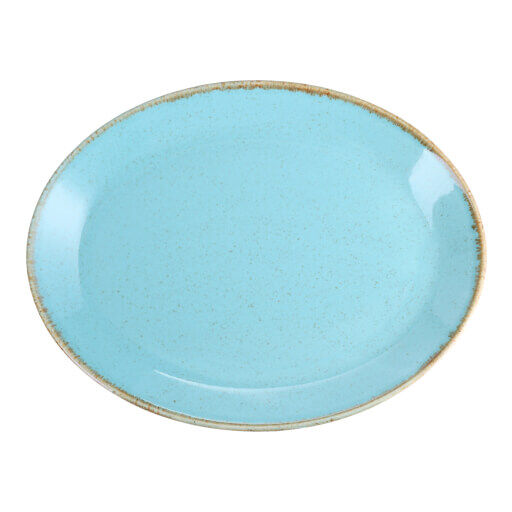112131  Porland Seasons Turquoise Oval Plate 31Cm 