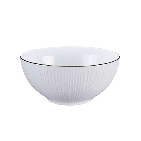 Nippon White w/Golden Rim Bowl Lines 15x7cm 6/36
