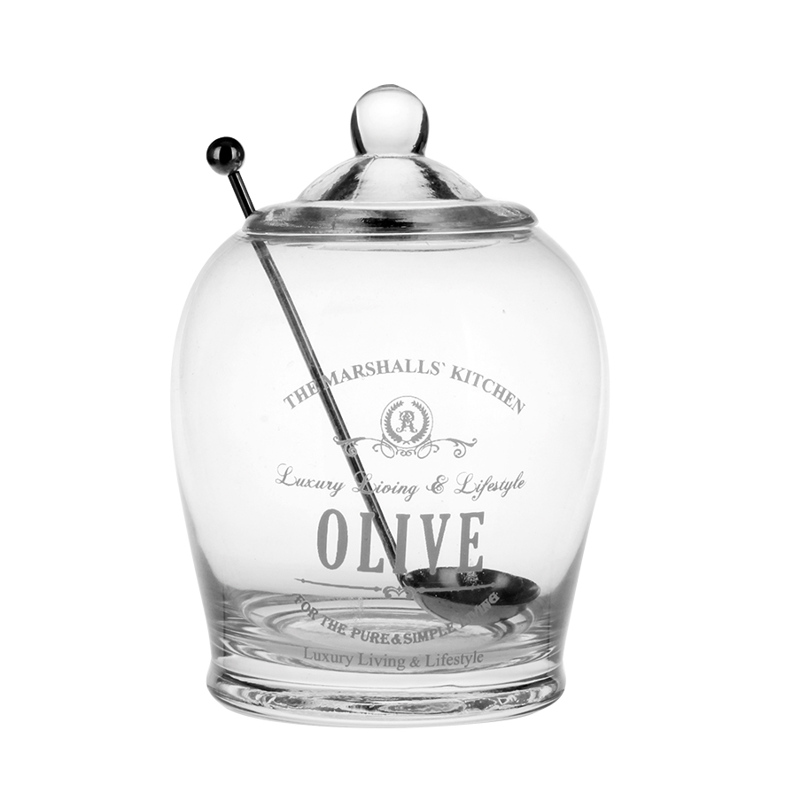 Oliven Glas mit Dekor 550ml