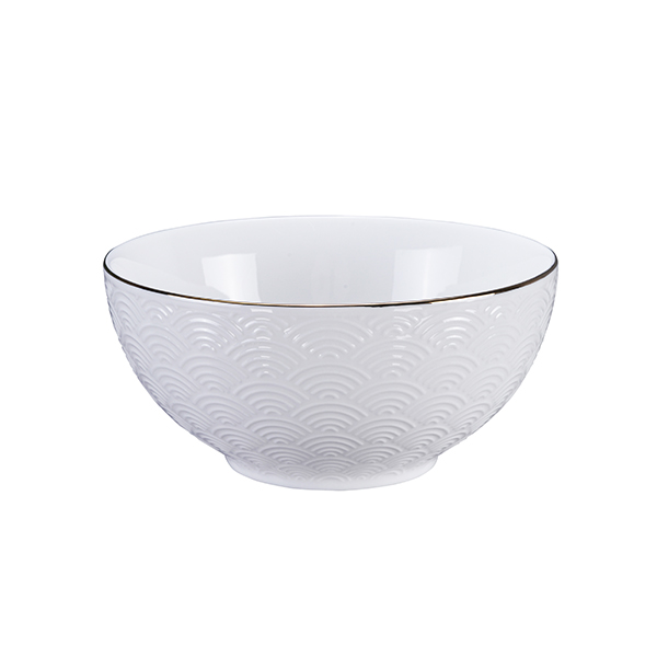 Nippon White w/Golden Rim Bowl Wave 15x7cm 6/36
