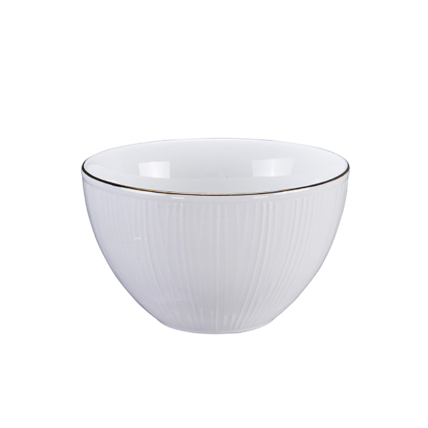 Nippon White w/Golden Rim Bowl 11.4x6cm Lines 6/48