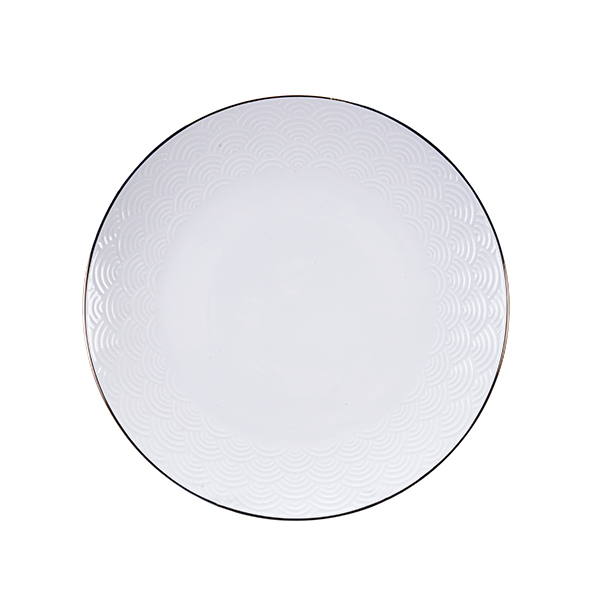Nippon White w/Golden Rim Plate 30cm Wave 1/18